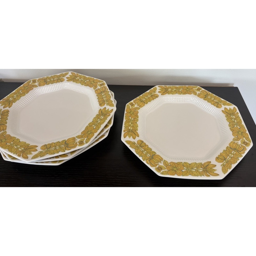 Vintage Set of 4 Yellow Bouquet Dinner Plates Independence Ironstone Japan 11" - Picture 12 of 16